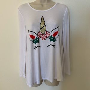 Justice White Long Sleeve T-Shirt Girls Sz 14/16